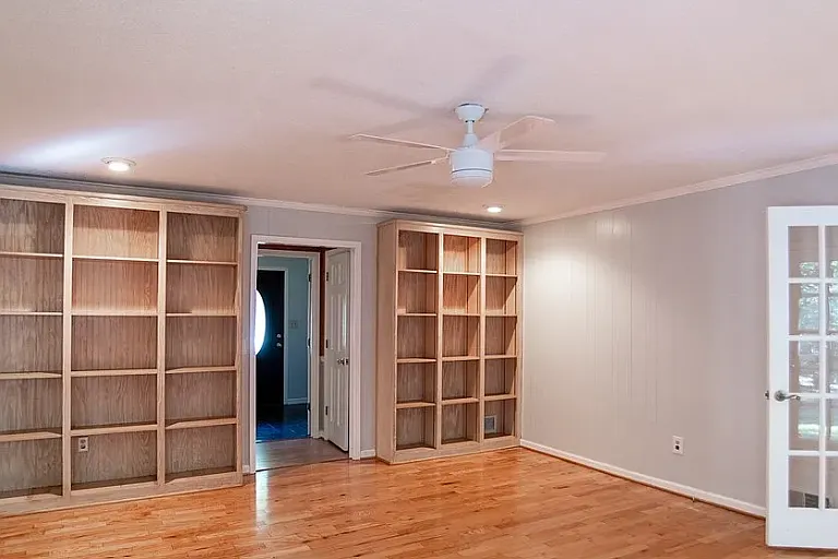 Built-in shelves in den