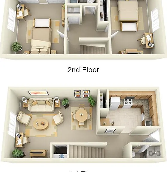 2 Bedroom/ 1.5 Bath 1000 sq ft