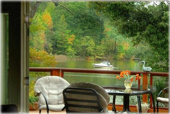VIEW from living room towards deck and beyond