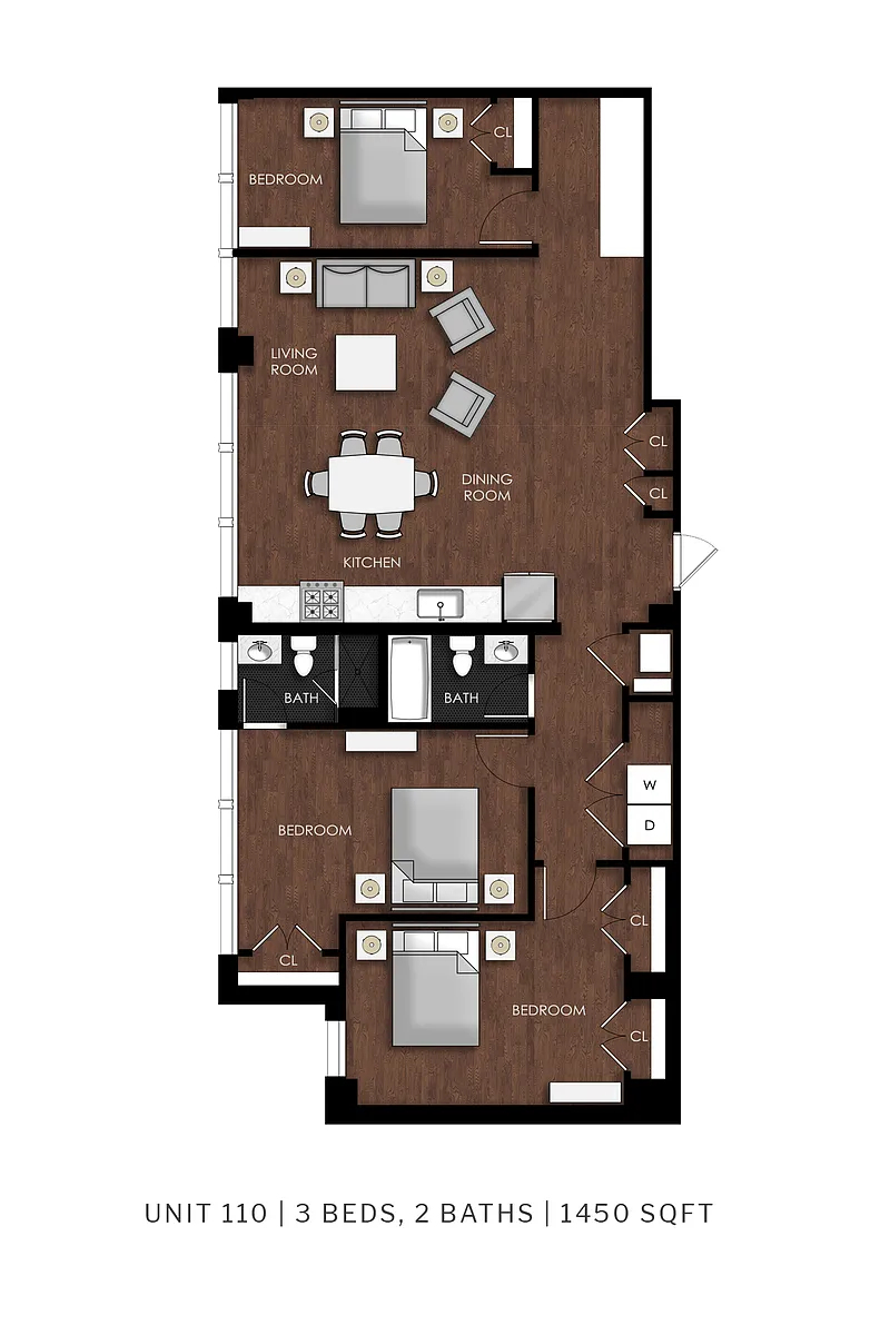 Floor plan 3 Bed | 2 Bath