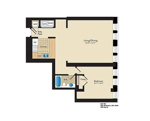Floor plan 1 Bed/1 Bath