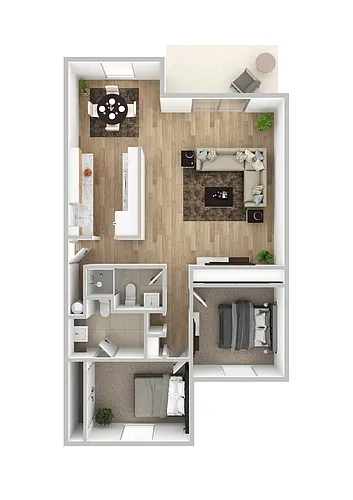 Floor plan Two Bedroom-Two Bath