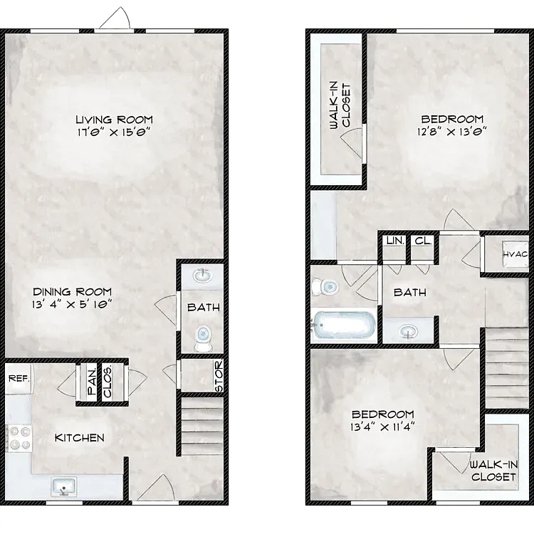 Floor plan Two Bedroom Townhome