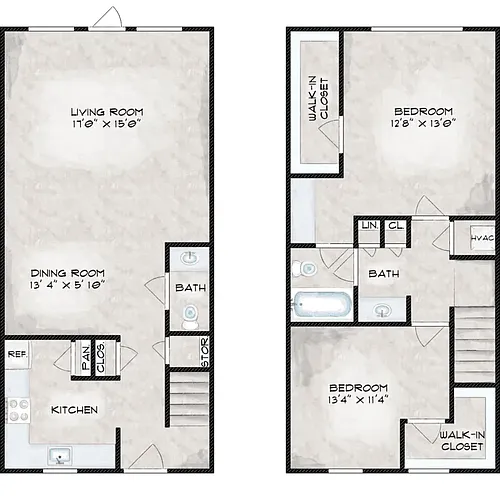Floor plan Two Bedroom Townhome