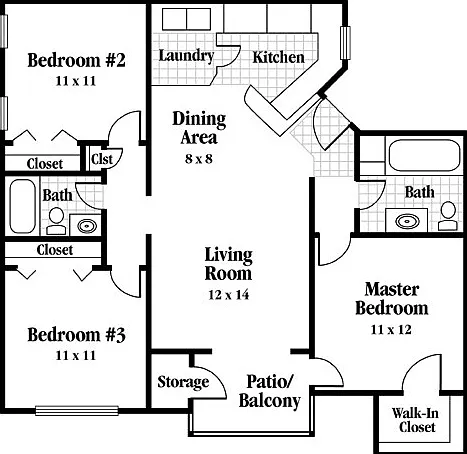 Three Bedroom, Two Bath Three Bedroom, Two Bath