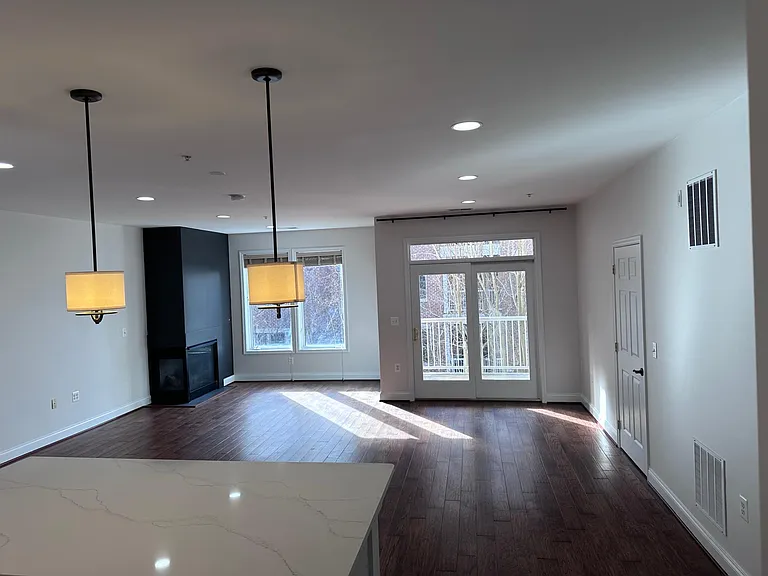 View from Kitchen To Main Living Area, gas fireplace