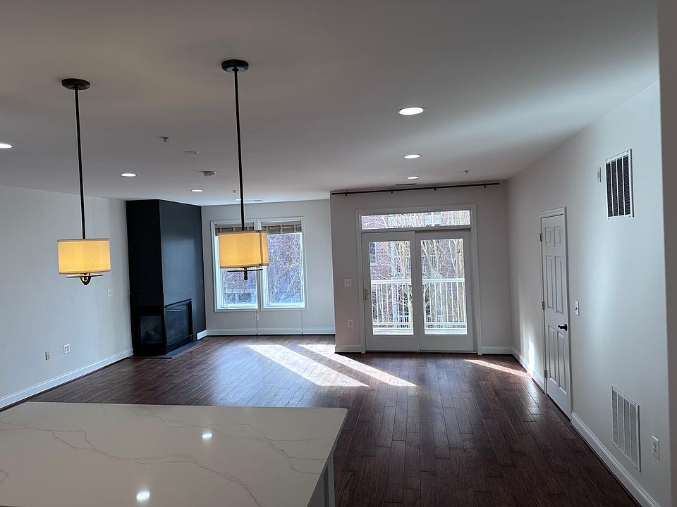 View from Kitchen To Main Living Area, gas fireplace