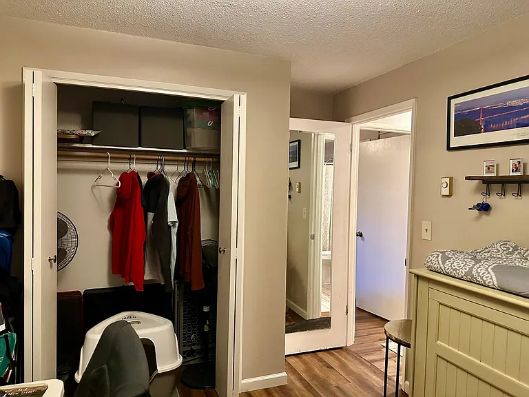 Closet in Smaller bedroom.