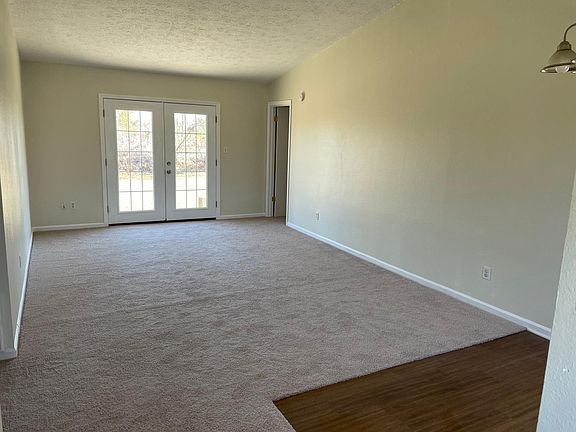 Living room with new French doors to back yard
