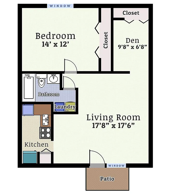 Floor plan 1 Bedroom Den