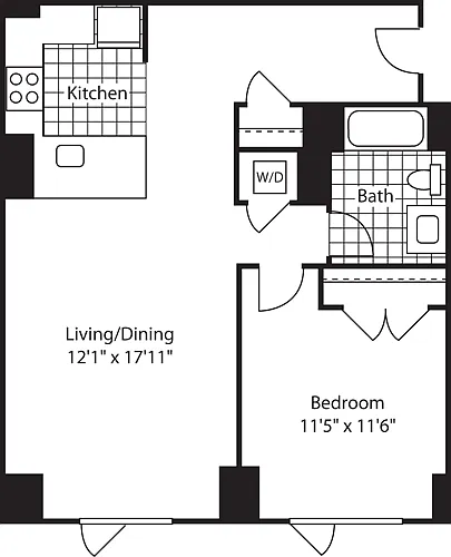 Floor plan 1 Bed (North)- 760