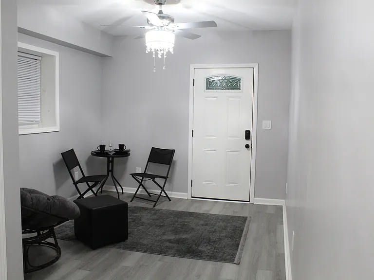 This interior space could be for dining, lounging, or an office.