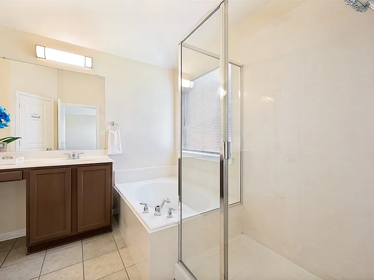 Large shower and garden tub