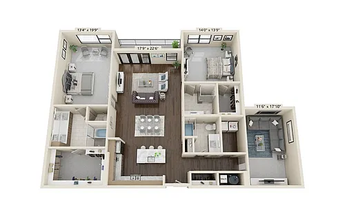 Floor plan 2 bedroom 3 bath