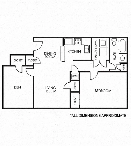 Floor plan 1A+Den Floor Plan