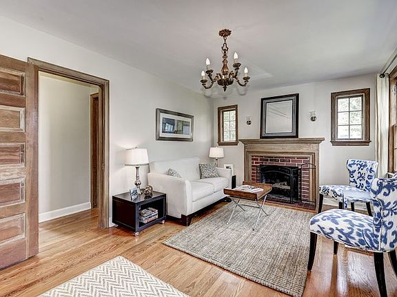 Living Room with Wood Burning Fireplace