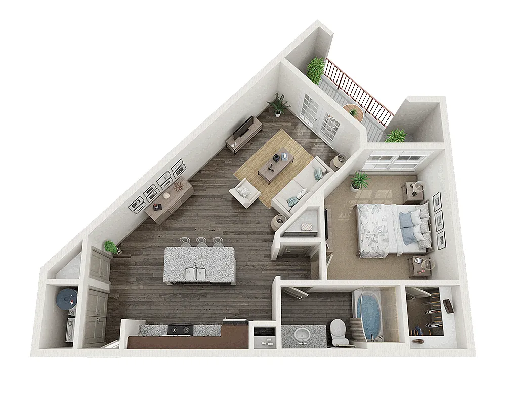Floor plan One Bedroom A1B