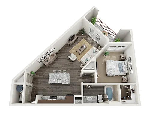 Floor plan One Bedroom A1B