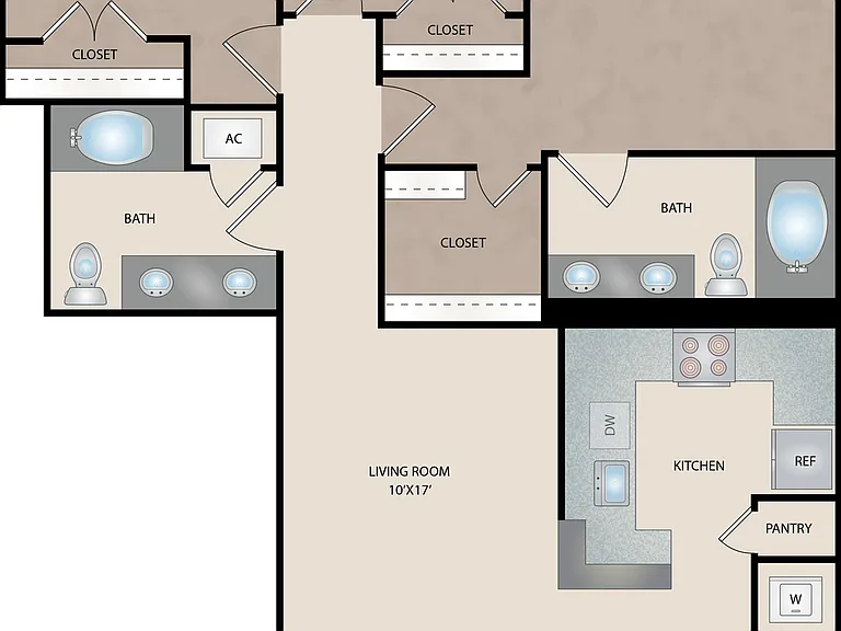 Reserve at Garden Oaks - C1 - 2 Beds - 2 Baths - 1090 Sq. ft.