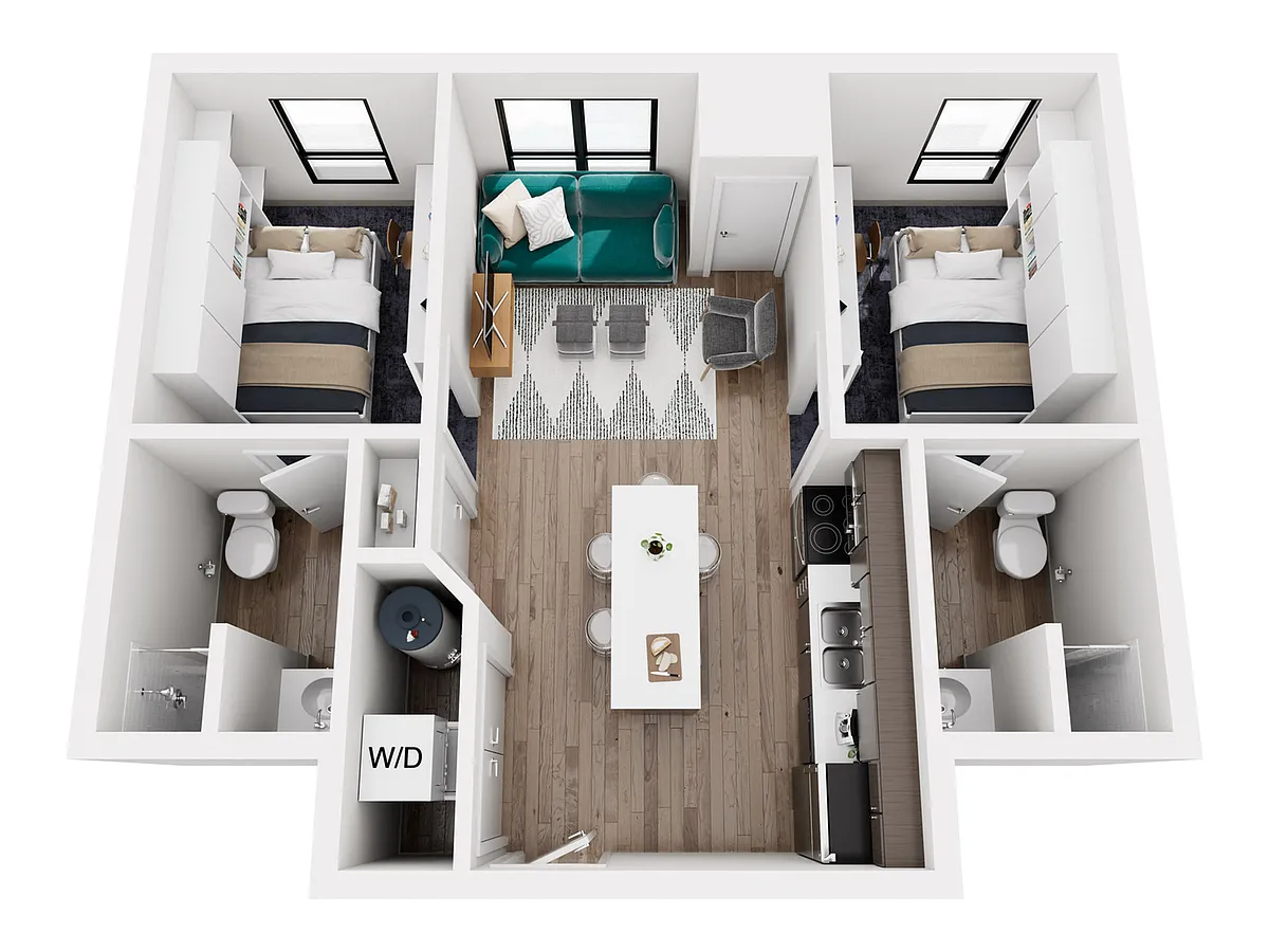 Floor plan 2 BEDROOM, 2 BATH