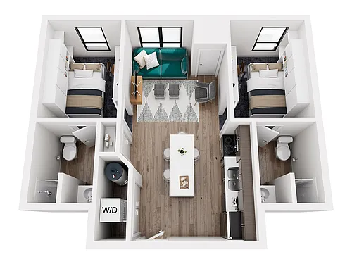Floor plan 2 BEDROOM, 2 BATH