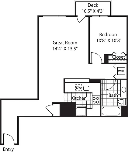 Floor plan 1 Bedroom SE - 305