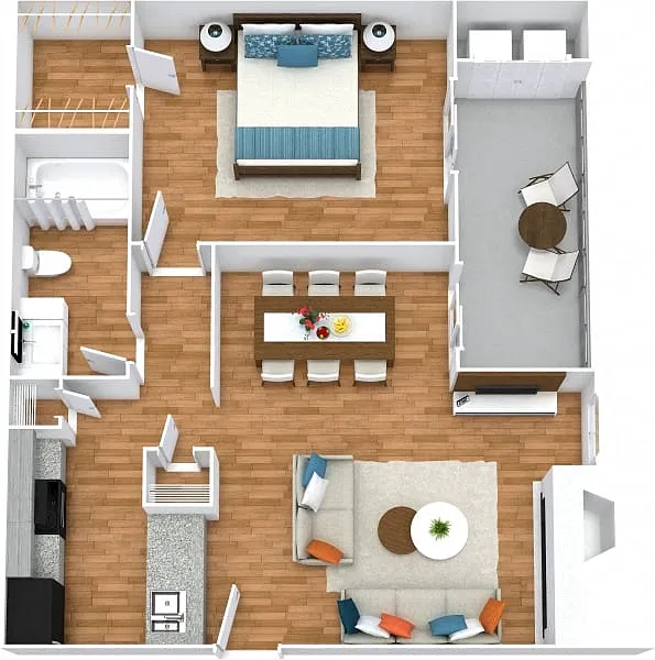 Floor plan 1x1 - Adair A1P