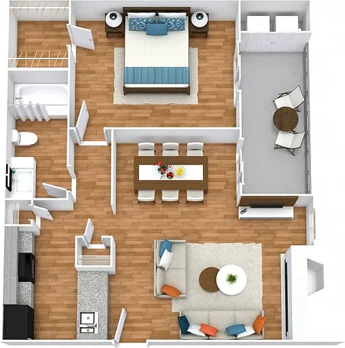 Floor plan 1x1 - Adair A1P