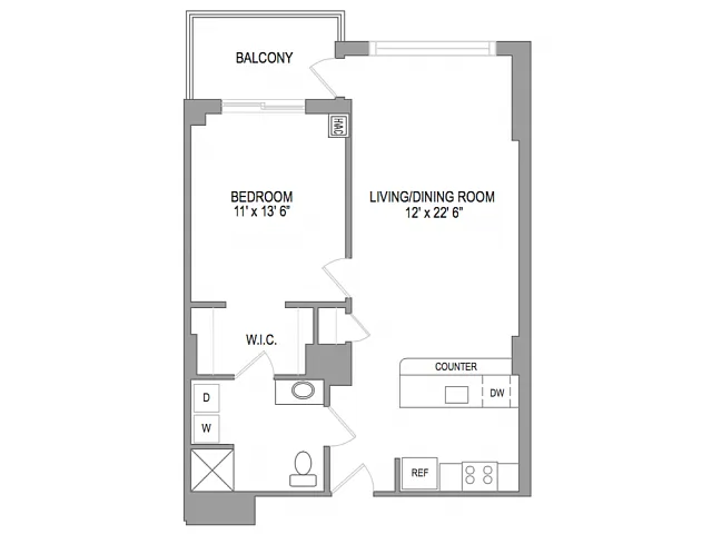 Floor plan 1x1 - Handicap Accessible