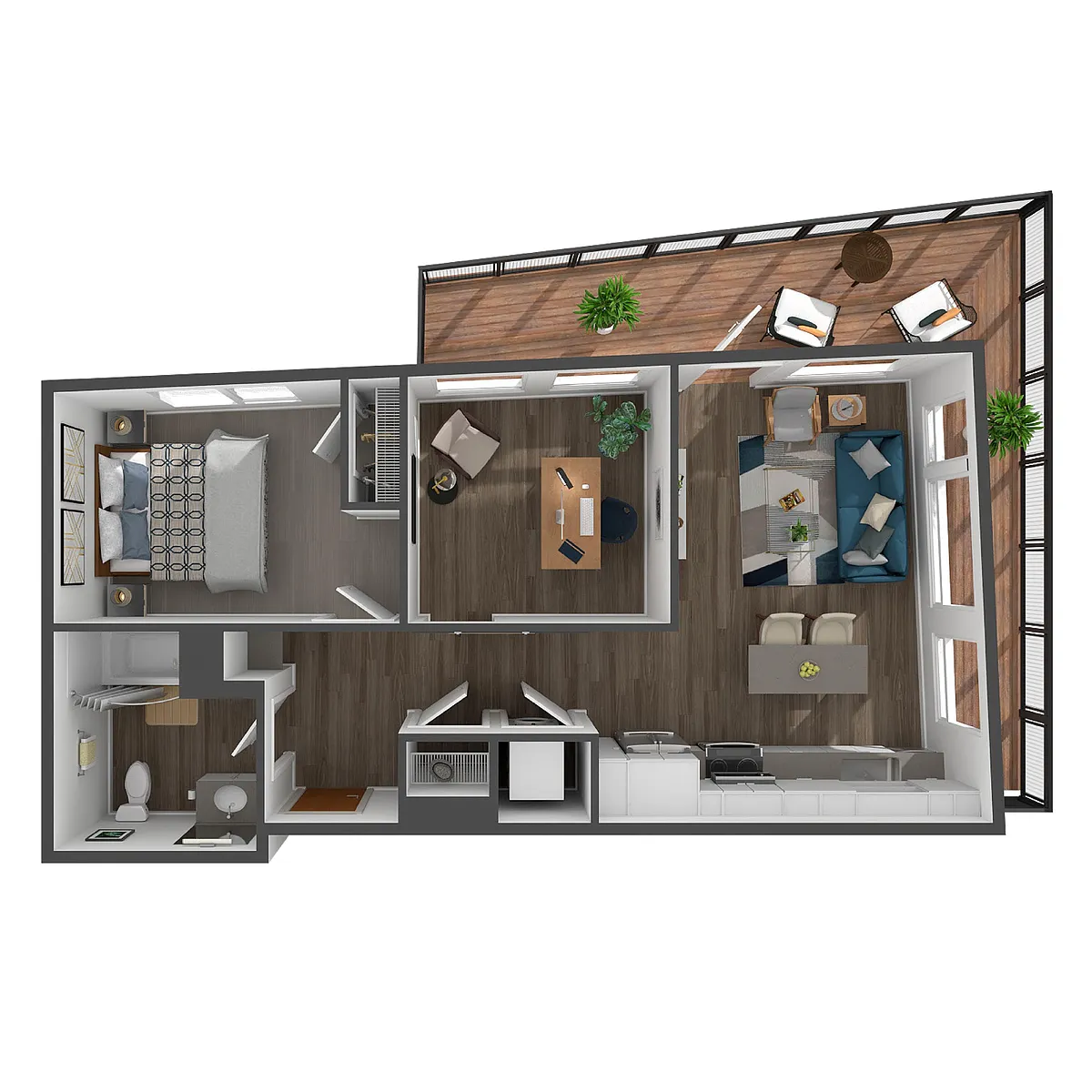 Floor plan 1 Bed/1 Bath Den-A3.1