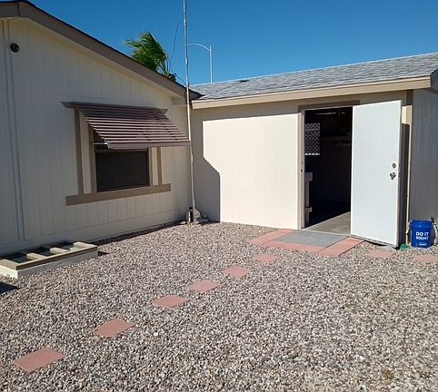 Backyard Garage door.