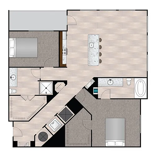 Floor plan B Cinque 1213 sqft - 1215 sqft