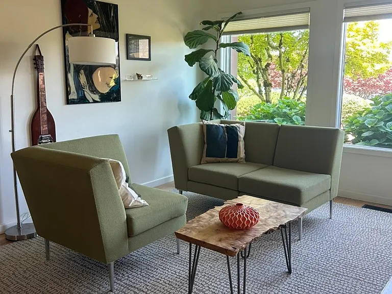 Living area with a view of the Willamette River