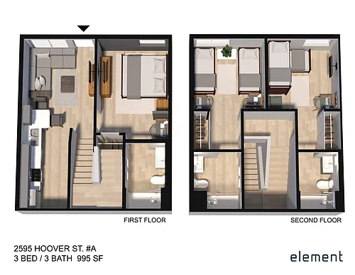 Floor plan Three Bed Townhome