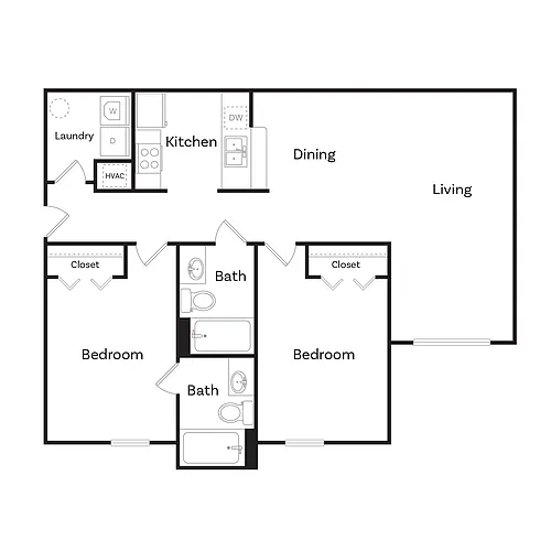 Floor plan Two Bedroom Two Bath