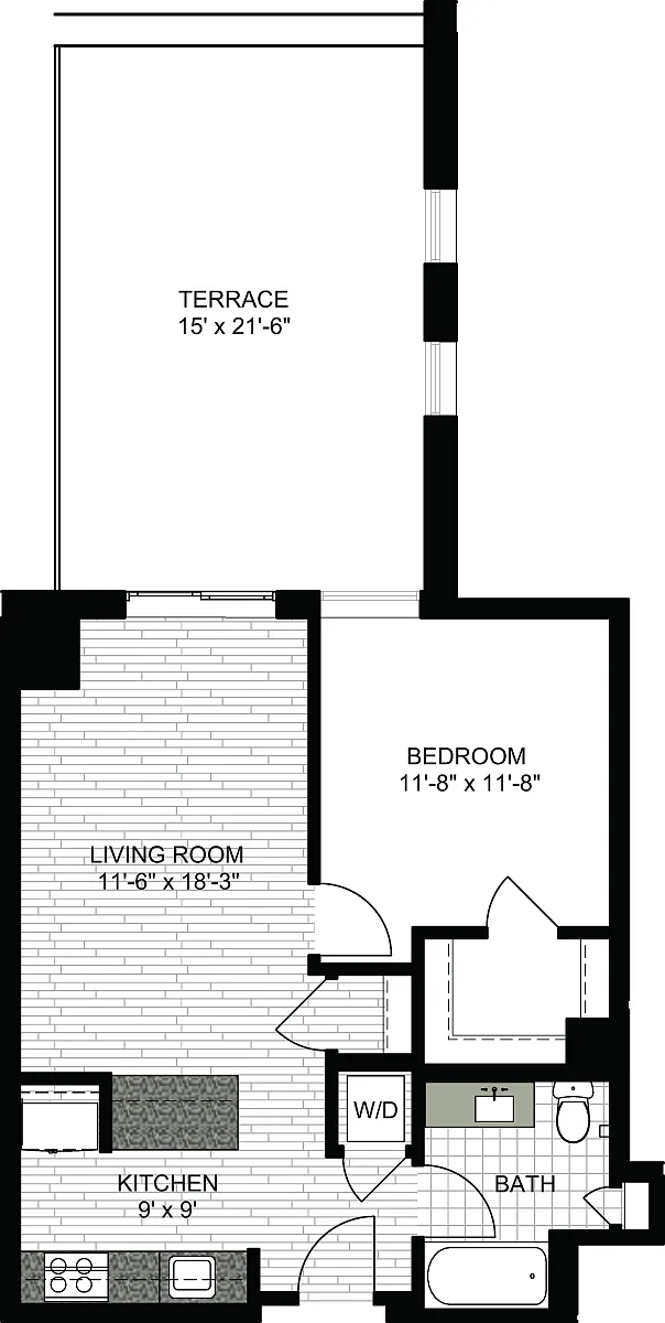 Floor plan 1 Bedroom D