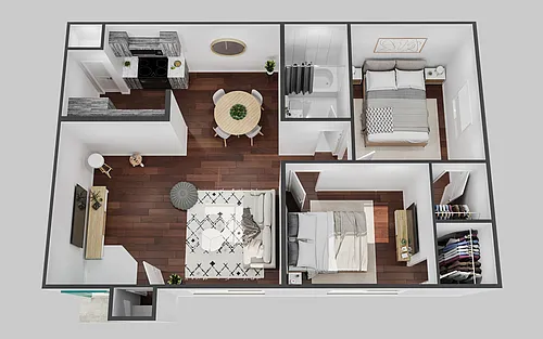 Floor plan 2Bed-1Bath