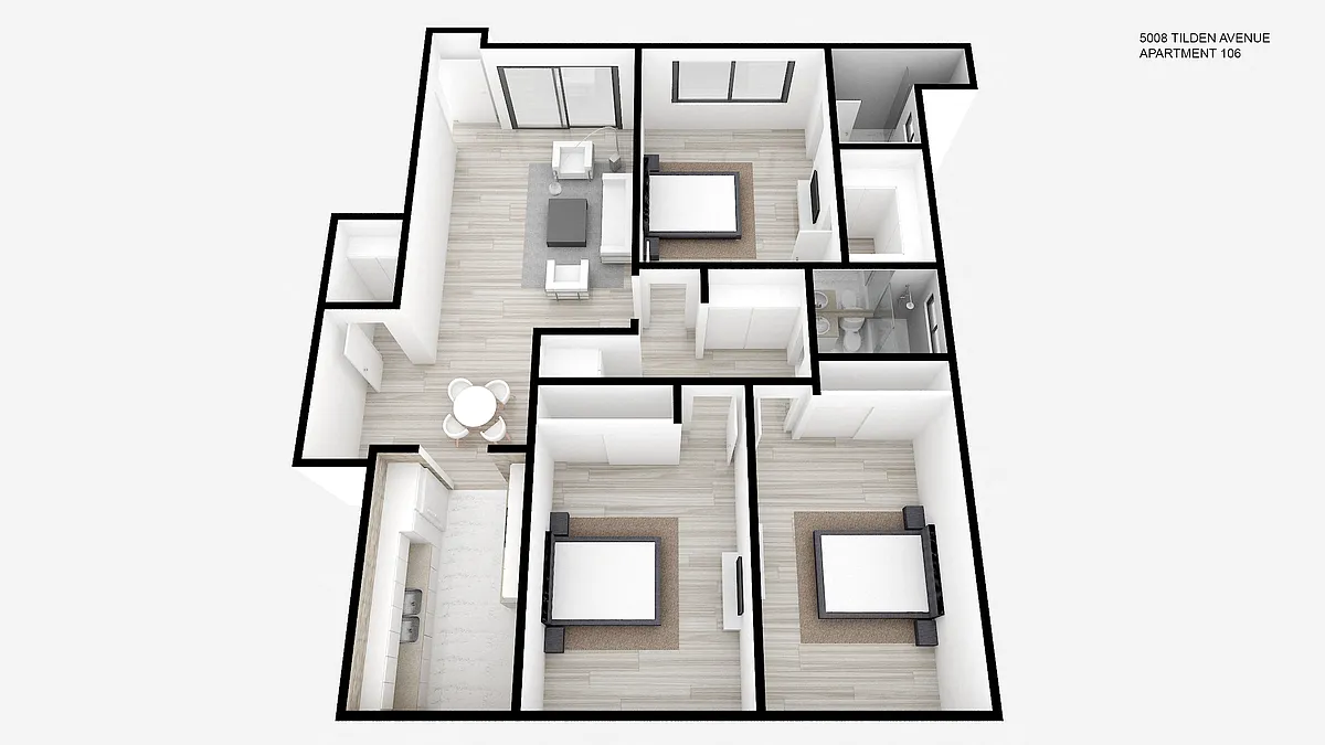 Floor plan Two Bed ~ Two Bath with Den