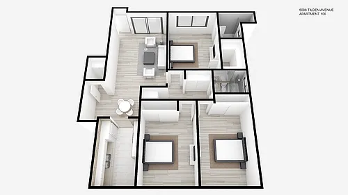 Floor plan Two Bed ~ Two Bath with Den