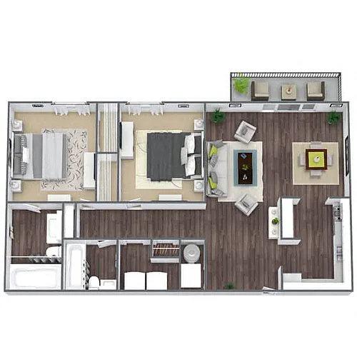 Floor plan B2: 2 Bed 2 Bath