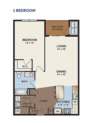 Floor plan $2.82/sq.ft. - Summerfields 360-One Bedroom