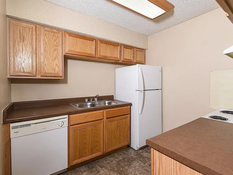 One Bedroom Upgraded Kitchen with White Appliances Appliances