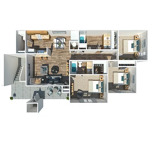 Floor plan 3 Bedroom 2 Bath