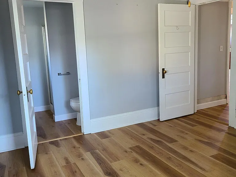 Master bedroom with attached bathroom with shower. Ceiling fans throughout the home.
