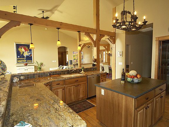 Beamwork as seen from kitchen