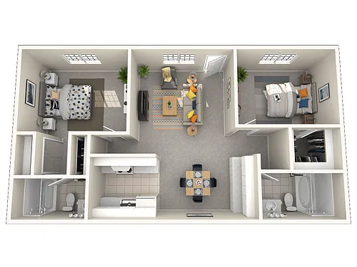 Floor plan Two Bedroom Two Bath