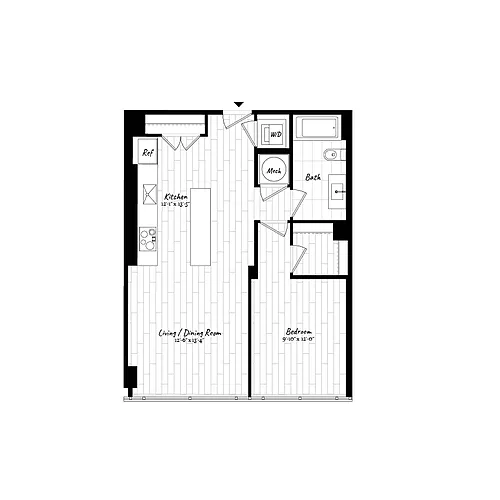 Floor plan 1 Bed - 1 Bath | A04 (901)