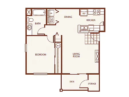 Floor plan 1 Bed 1 Bath A2