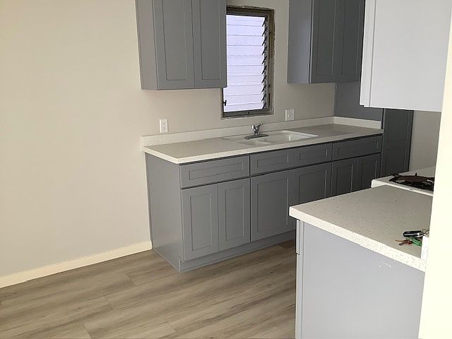 Kitchen seen from dining room.