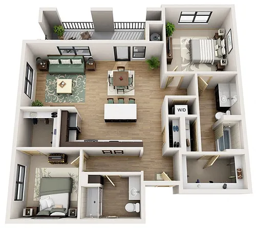 Floor plan B6 - 2 Bedroom, 2 Bath